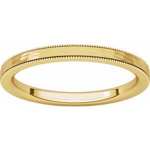 Milgrain Edge Comfort-Fit Flat Band with Satin Hammer Finish