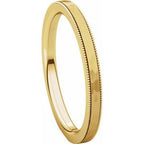 Milgrain Edge Comfort-Fit Flat Band with Satin Hammer Finish