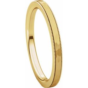 Milgrain Edge Comfort-Fit Flat Band with Satin Hammer Finish
