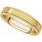 Milgrain Edge Comfort-Fit Flat Band with Satin Hammer Finish