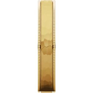Milgrain Edge Comfort-Fit Flat Band with Satin Hammer Finish