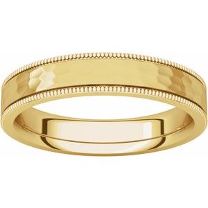 Milgrain Edge Comfort-Fit Flat Band with Satin Hammer Finish