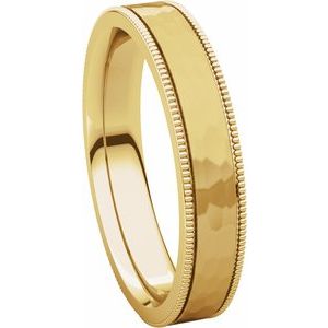Milgrain Edge Comfort-Fit Flat Band with Satin Hammer Finish