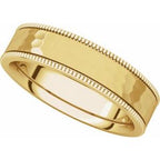 Milgrain Edge Comfort-Fit Flat Band with Satin Hammer Finish