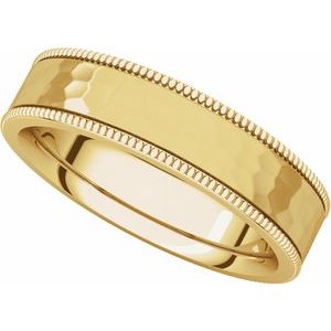 Milgrain Edge Comfort-Fit Flat Band with Satin Hammer Finish