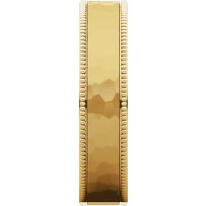 Milgrain Edge Comfort-Fit Flat Band with Satin Hammer Finish