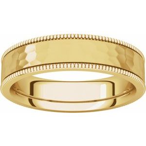 Milgrain Edge Comfort-Fit Flat Band with Satin Hammer Finish