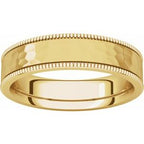 Milgrain Edge Comfort-Fit Flat Band with Satin Hammer Finish