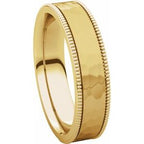Milgrain Edge Comfort-Fit Flat Band with Satin Hammer Finish