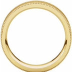 Milgrain Edge Comfort-Fit Flat Band with Satin Hammer Finish