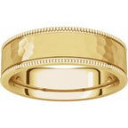 Milgrain Edge Comfort-Fit Flat Band with Satin Hammer Finish