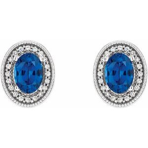 Oval 4-Prong Halo-Style Earrings