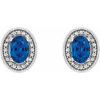 Oval 4-Prong Halo-Style Earrings