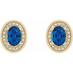 Oval 4-Prong Halo-Style Earrings