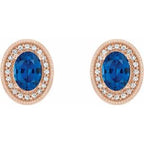 Oval 4-Prong Halo-Style Earrings