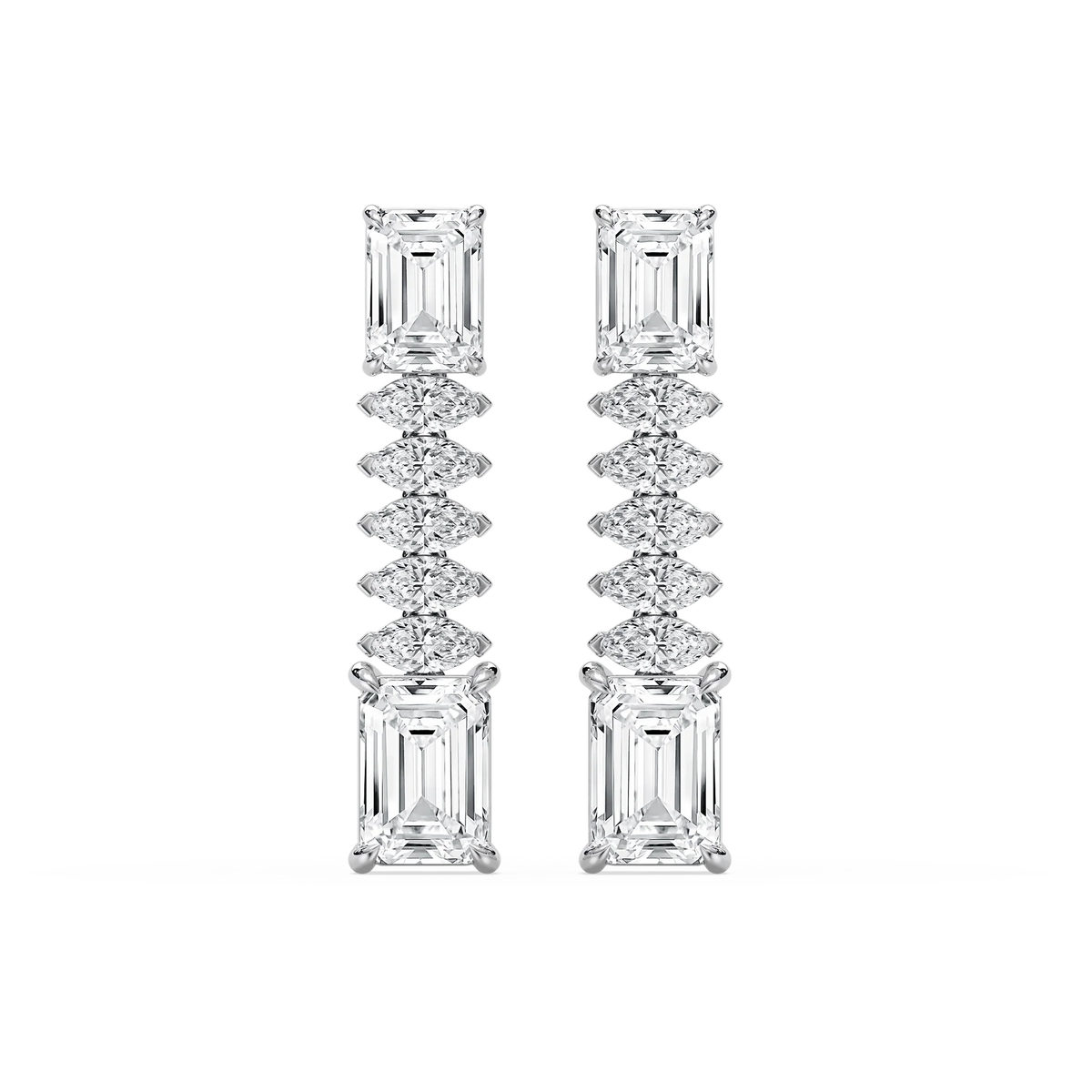 6 ctw Emerald and Marquise LGD Drop Earrings - Signature Collection - Platinum