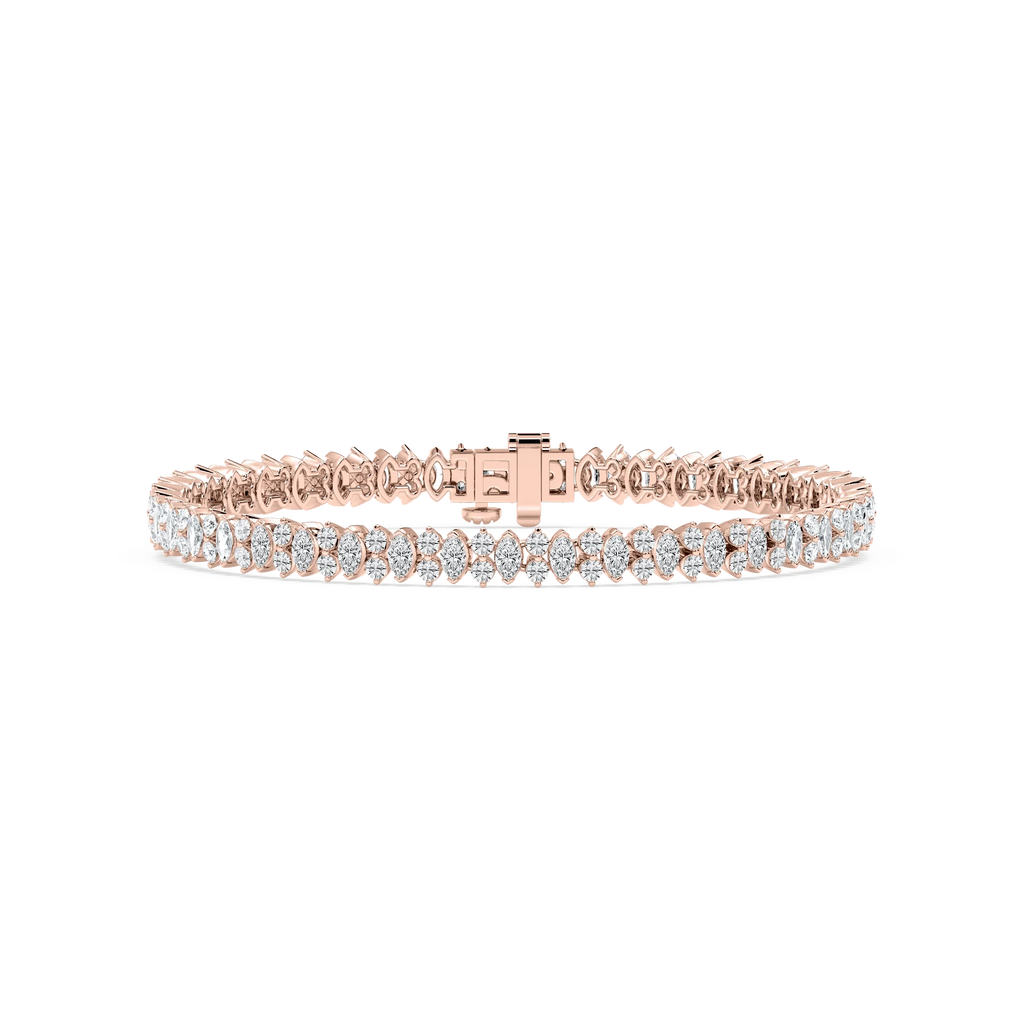 6 ⅙ ctw Marquise and Round LGD Double Row Tennis Bracelet - 7 Inches