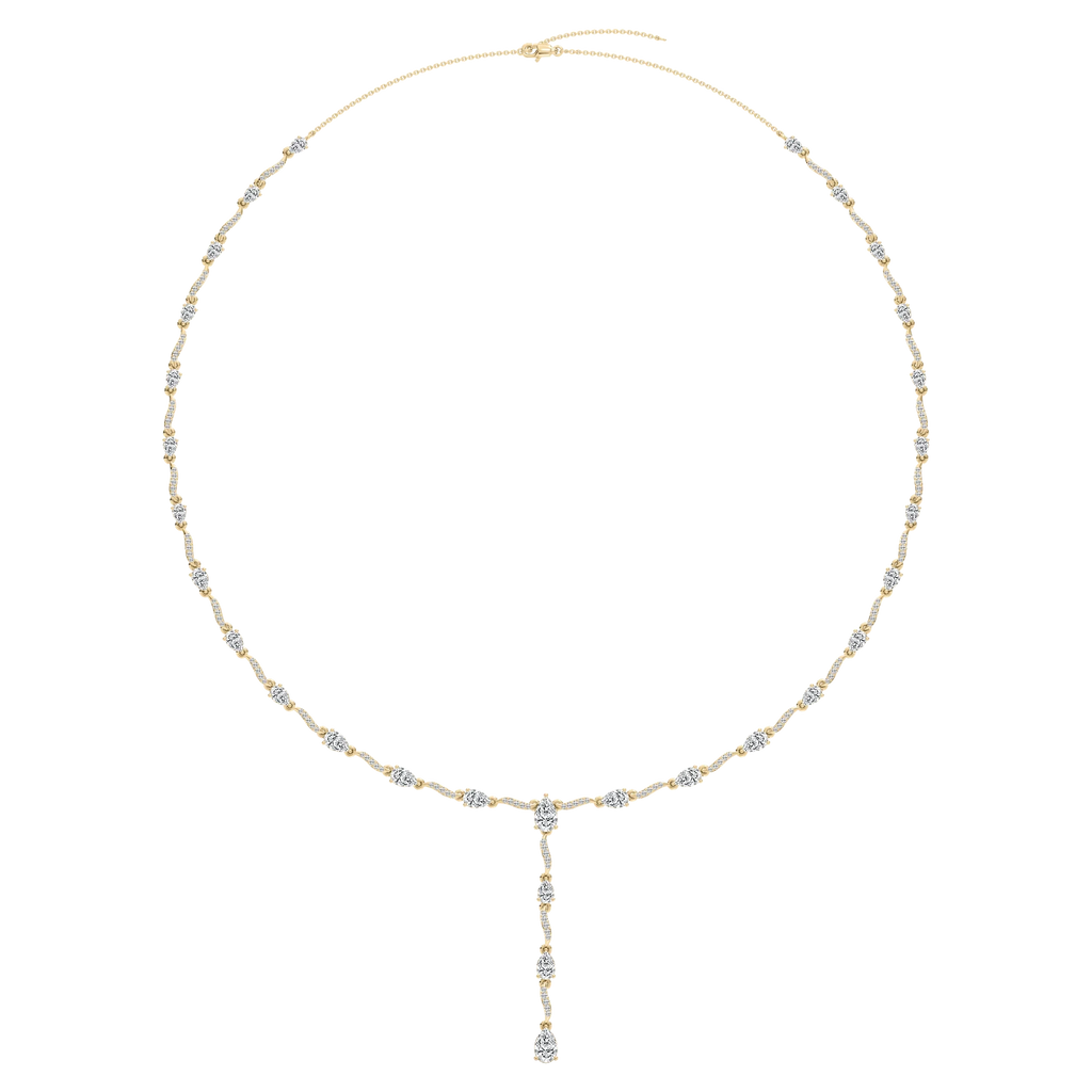 6 ctw Pear and Emerald LGD Lariat Necklace - 18 Inches
