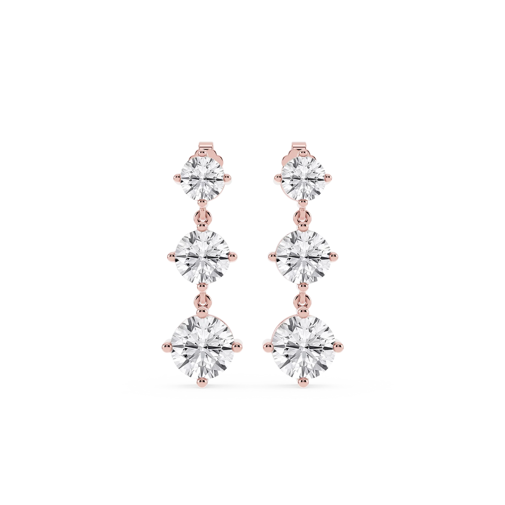 6 ctw Round LGD Three Stone Drop Earrings – Signature Collection