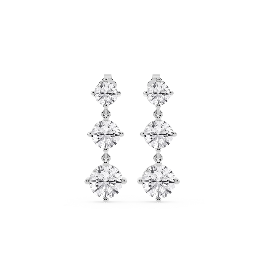 6 ctw Round LGD Three Stone Drop Earrings – Signature Collection