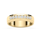 Wesley 1/2 ctw Round LGD 6.00mm Channel Mens Wedding Band - 14K Yellow Gold