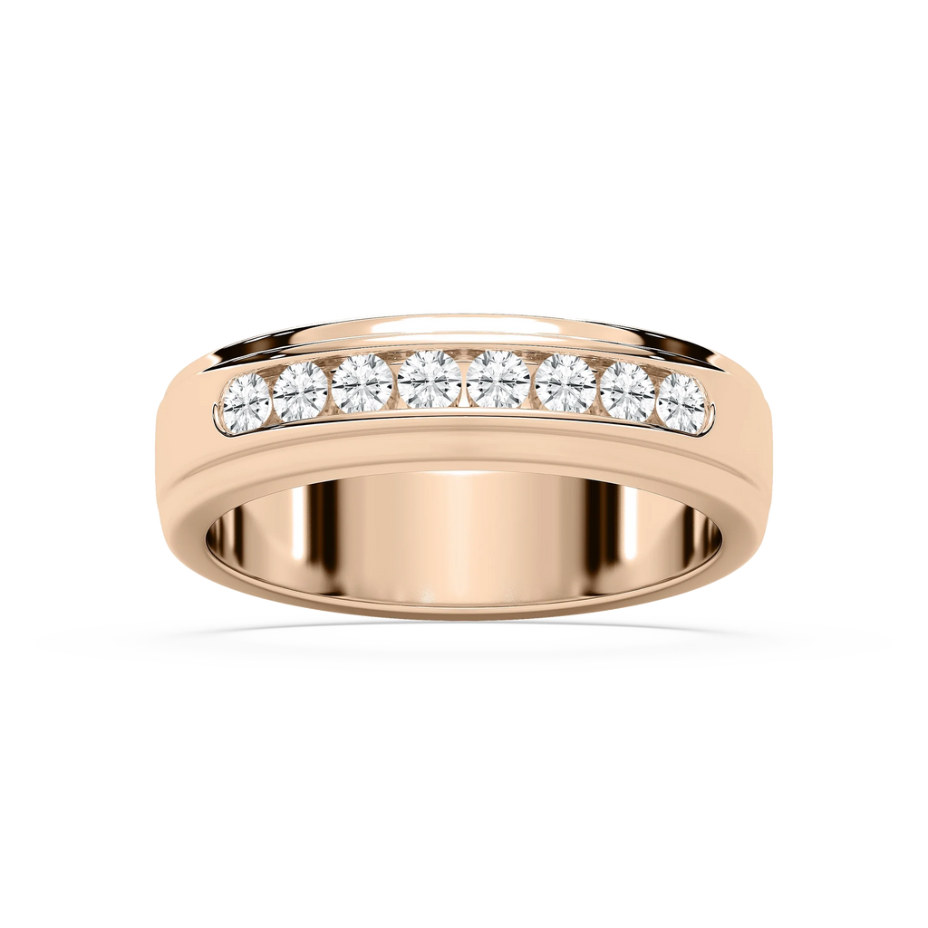 Wesley 1/2 ctw Round LGD 6.00mm Channel Mens Wedding Band - 14K Rose Gold