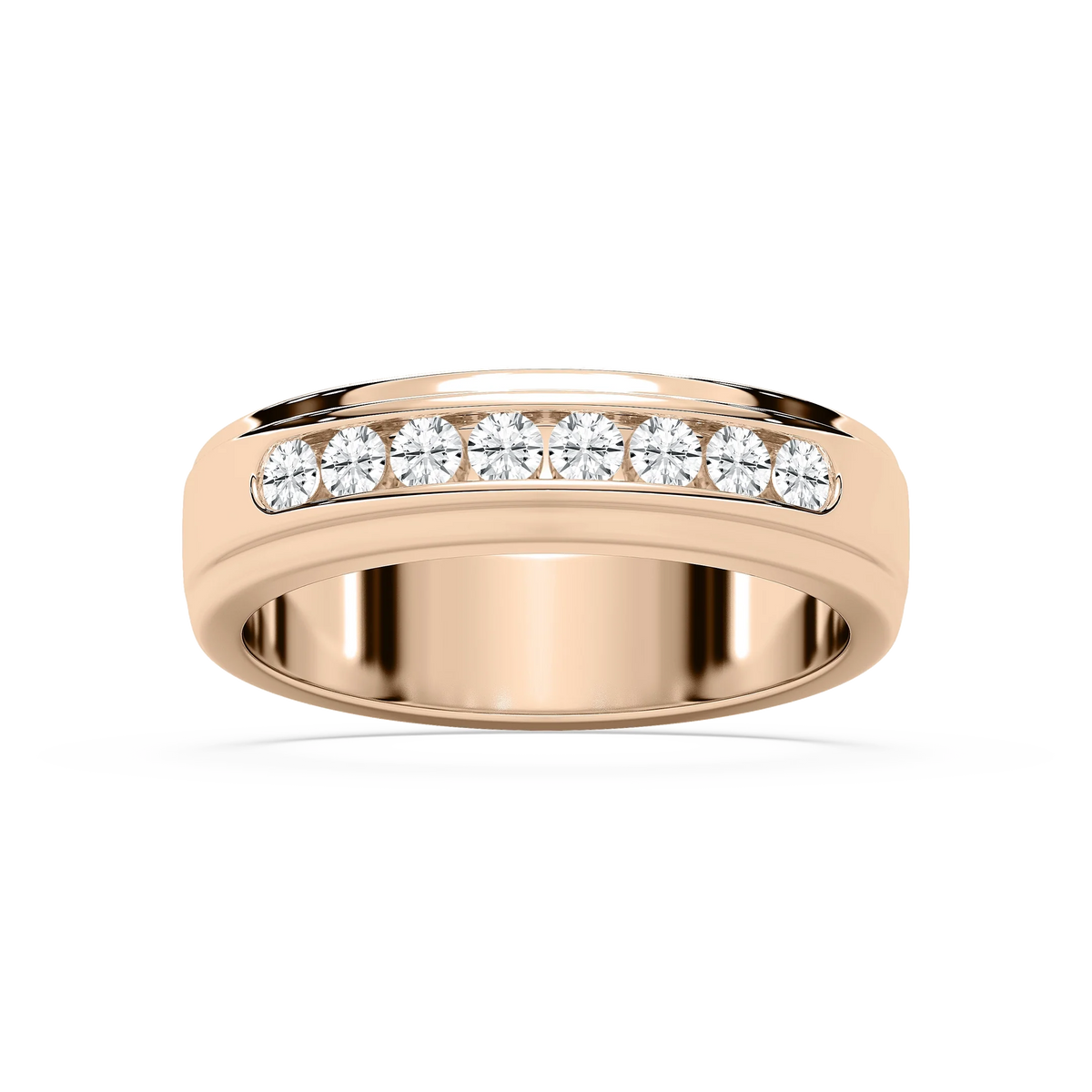Wesley 1/2 ctw Round LGD 6.00mm Channel Mens Wedding Band - 14K Rose Gold
