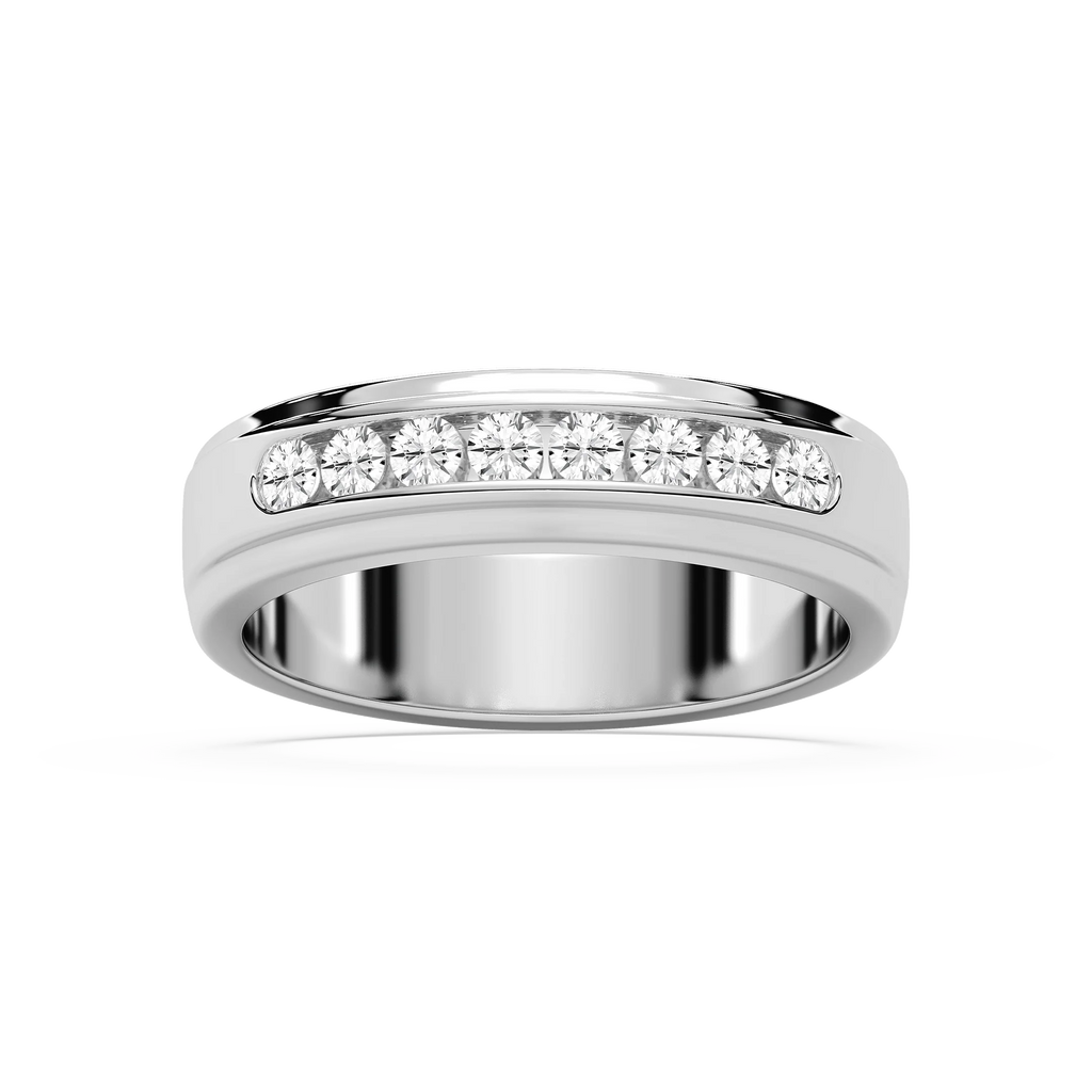 Wesley 1/2 ctw Round LGD 6.00mm Channel Mens Wedding Band