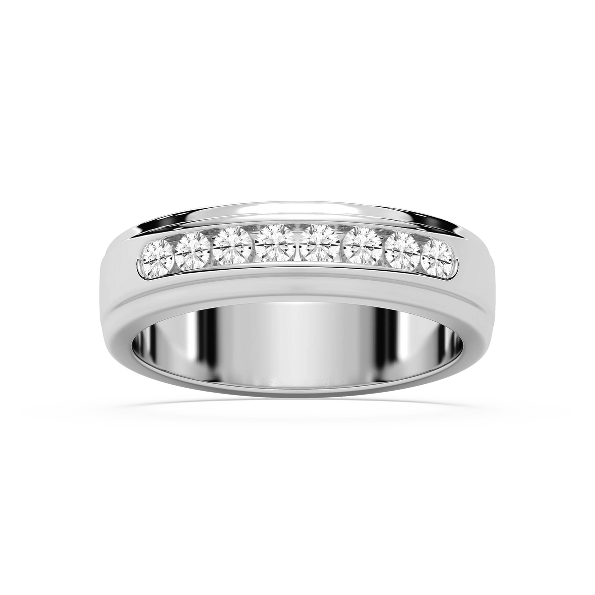 Wesley 1/2 ctw Round LGD 6.00mm Channel Mens Wedding Band