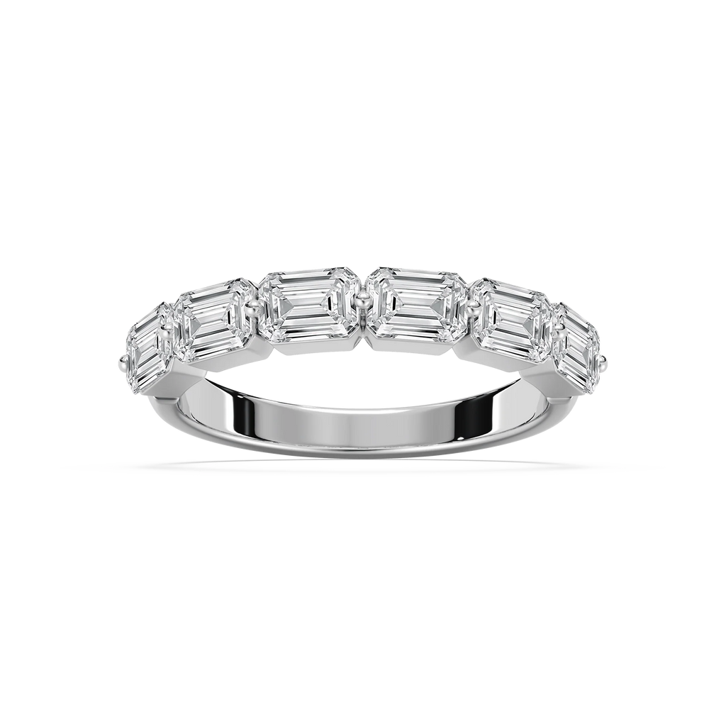 Liliana 1 ⅞ ctw Emerald LGD East West Shared Prong Anniversary Band - 14K White Gold