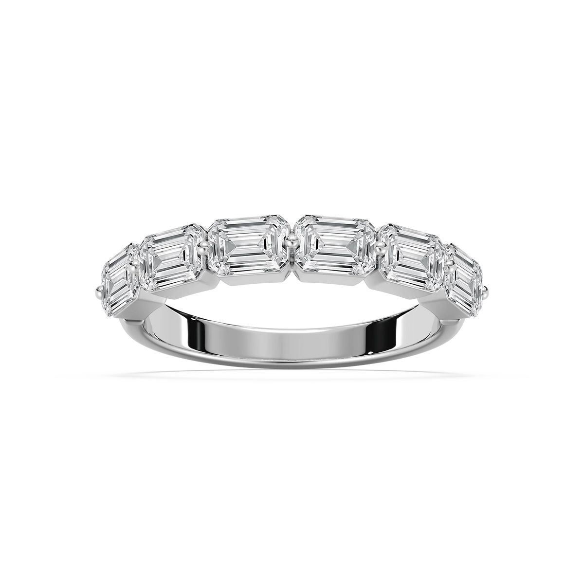 Liliana 1 ⅞ ctw Emerald LGD East West Shared Prong Anniversary Band - 14K White Gold