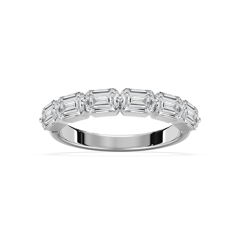 Liliana 1 ⅞ ctw Emerald LGD East West Shared Prong Anniversary Band - 14K White Gold