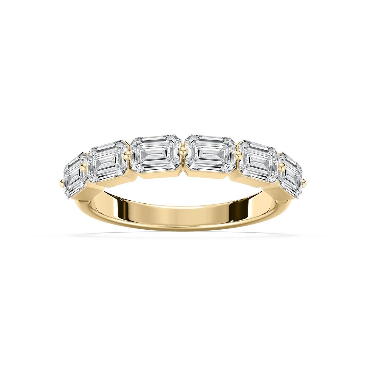 Liliana 1 ⅞ ctw Emerald LGD East West Shared Prong Anniversary Band - 14K Yellow Gold