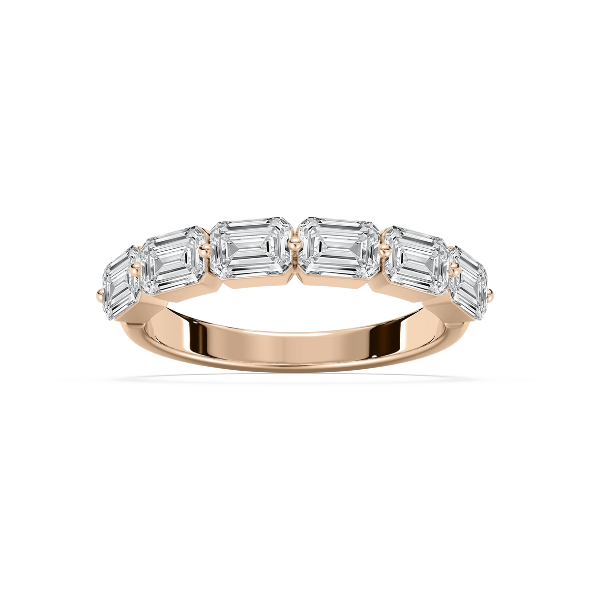 Liliana 1 ⅞ ctw Emerald LGD East West Shared Prong Anniversary Band - 14K Rose Gold