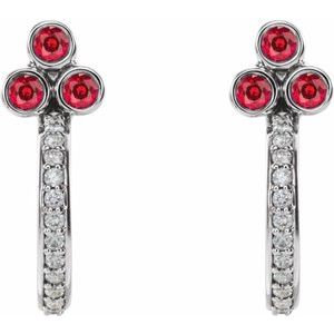 Accented Bezel-Set J-Hoop Earrings
