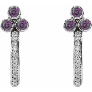 Accented Bezel-Set J-Hoop Earrings