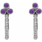 Accented Bezel-Set J-Hoop Earrings