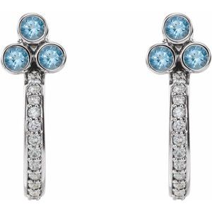 Accented Bezel-Set J-Hoop Earrings
