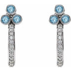 Accented Bezel-Set J-Hoop Earrings