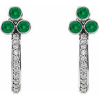 Accented Bezel-Set J-Hoop Earrings