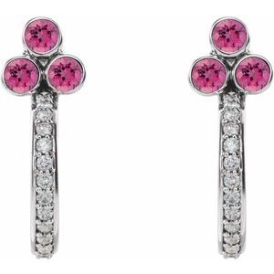 Accented Bezel-Set J-Hoop Earrings