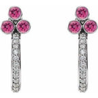 Accented Bezel-Set J-Hoop Earrings