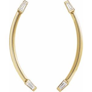 Baguette Accented Curved Bar Earrings