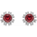 Round 4-Prong Halo-Style Earrings