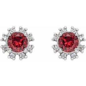 Round 4-Prong Halo-Style Earrings