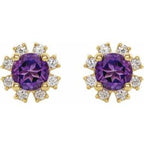Round 4-Prong Halo-Style Earrings
