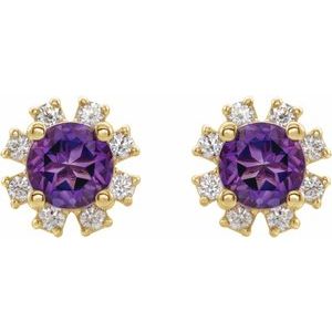 Round 4-Prong Halo-Style Earrings