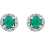Round 4-Prong Halo-Style Earrings