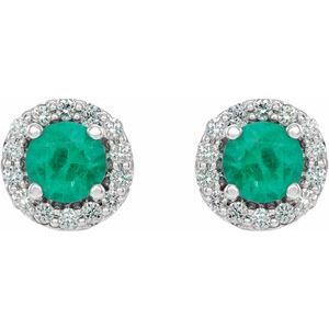 Round 4-Prong Halo-Style Earrings