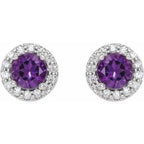 Round 4-Prong Halo-Style Earrings